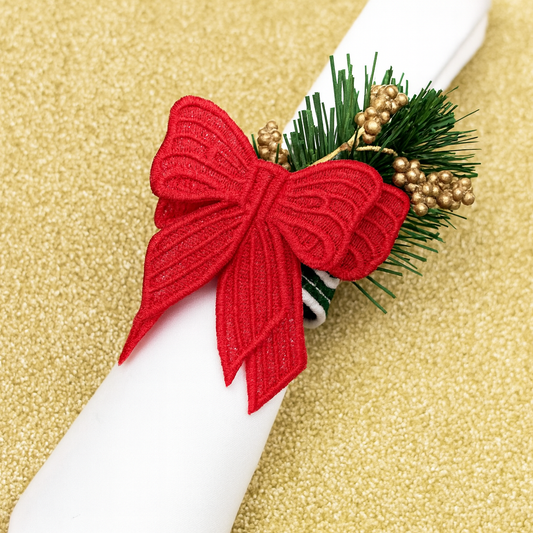 Anillos de Servilleta-Encaje Christmas Trimmings (25,000 puntadas)