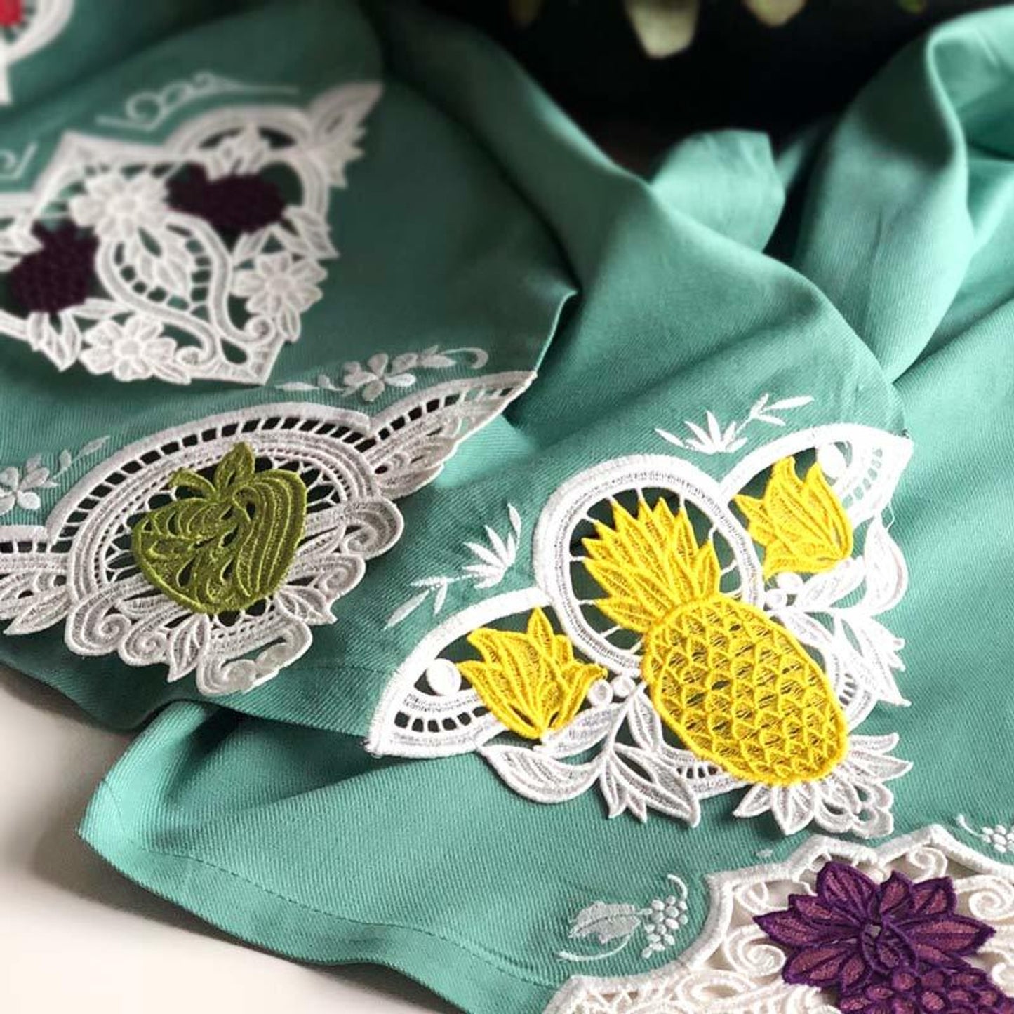 Servilleta de Mesa Lino 20x20-Esquinas de Encaje Personalizables