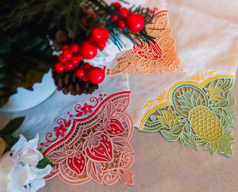 Servilleta de Mesa Lino 20x20-Esquinas de Encaje Personalizables