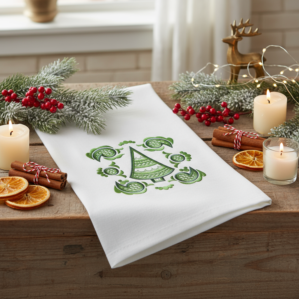 Tea Towels Christmas Tree Cutwork