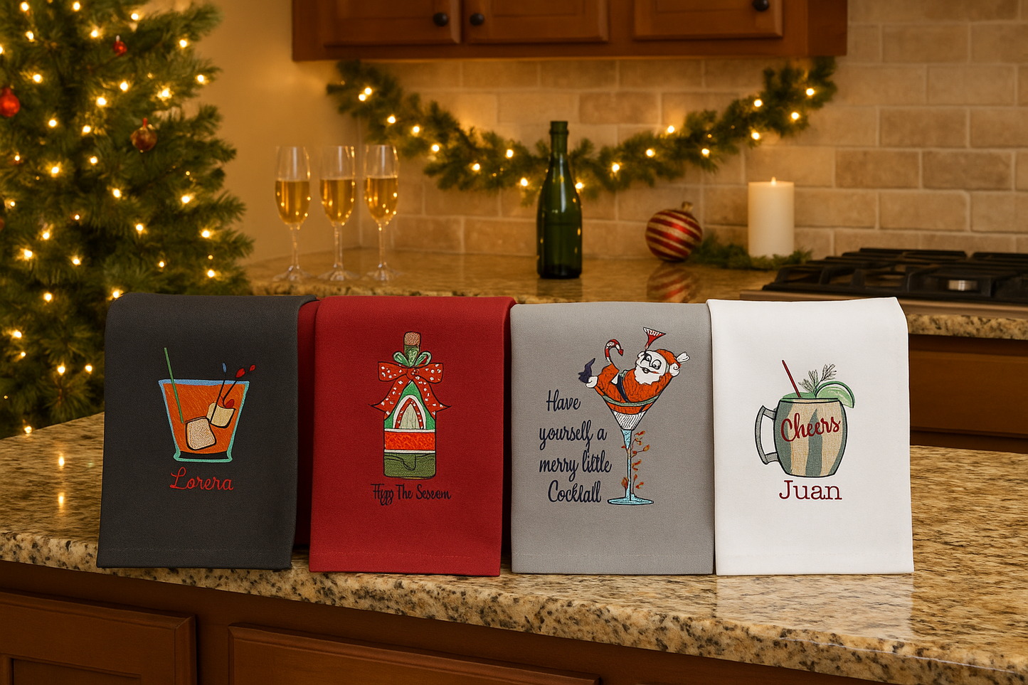 Tea Towels Holiday Spirits