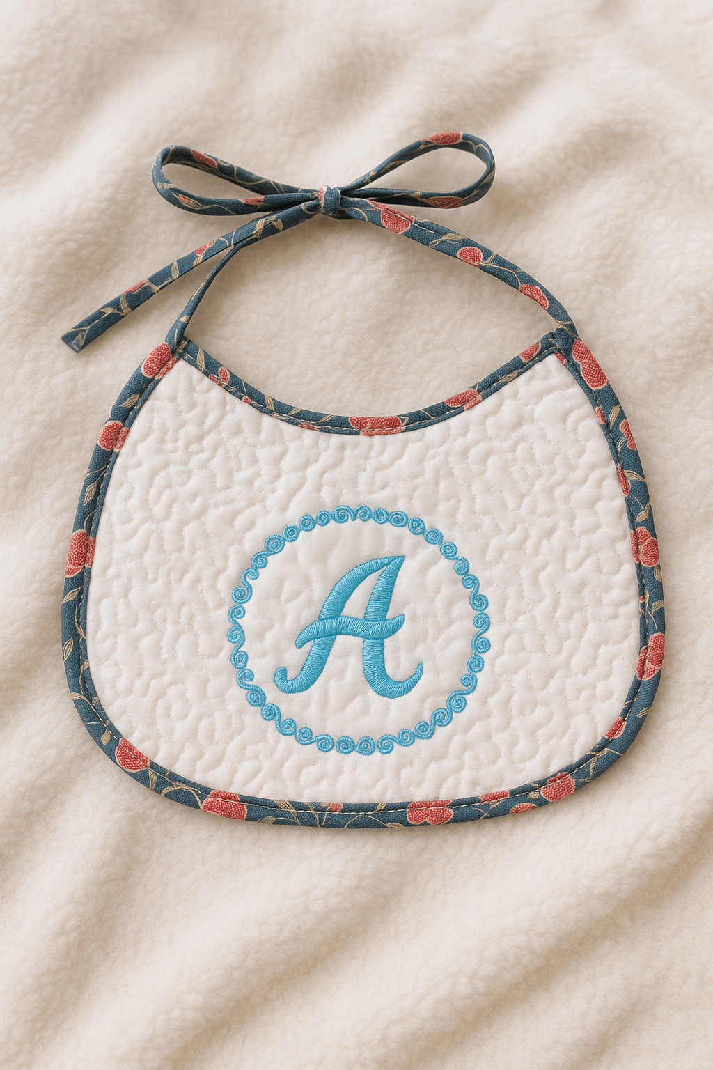 Babero Blanco Acolchado con Monograma