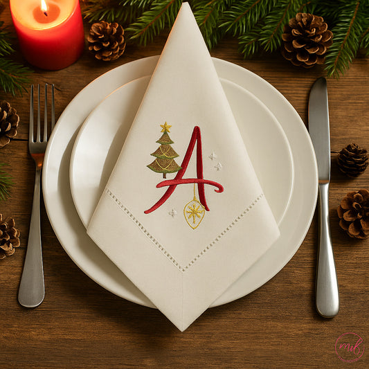 Servilleta de Mesa Lino 20x20-Monograma Holiday Magic-Personalizable
