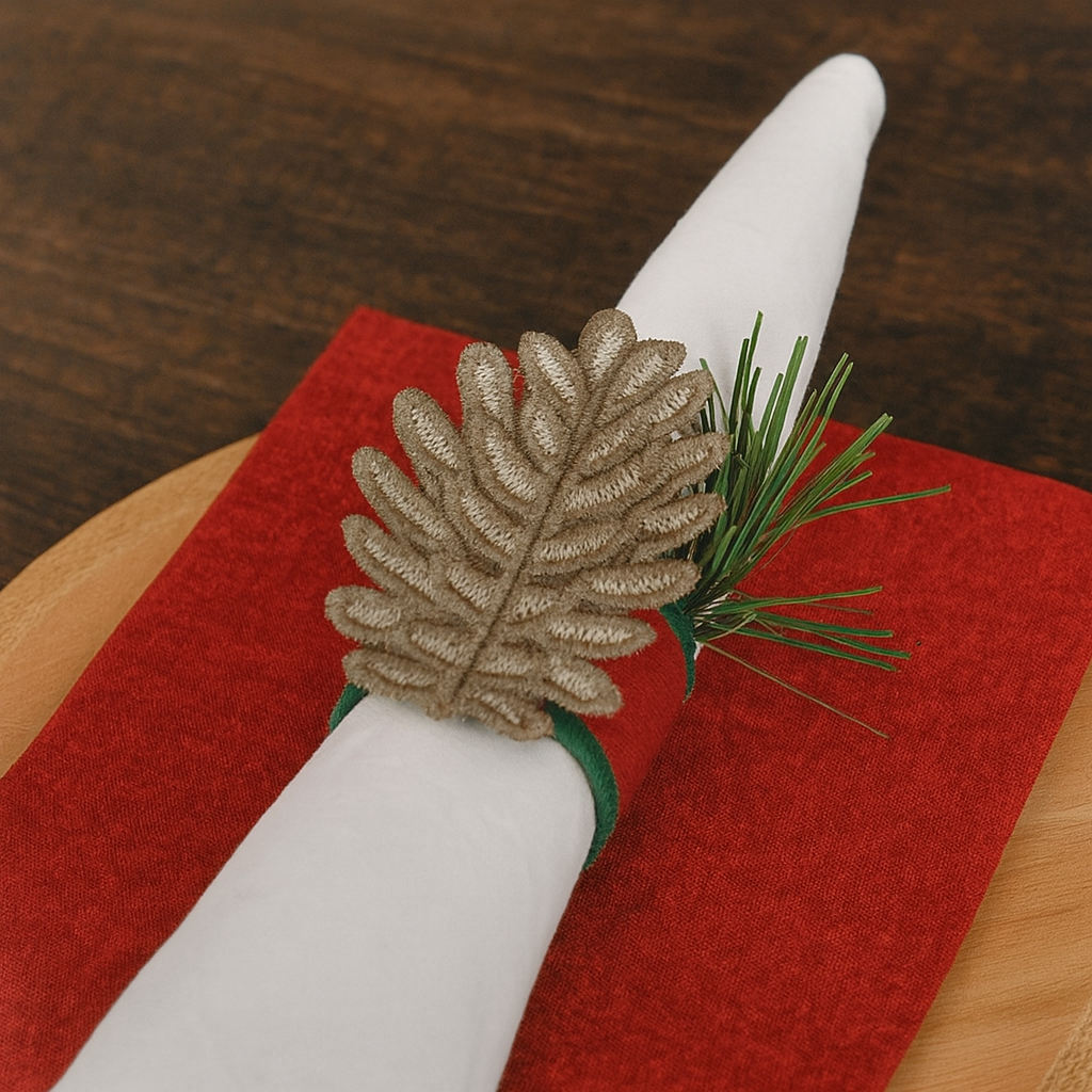 Anillos de Servilleta-Encaje Christmas Trimmings (25,000 puntadas)