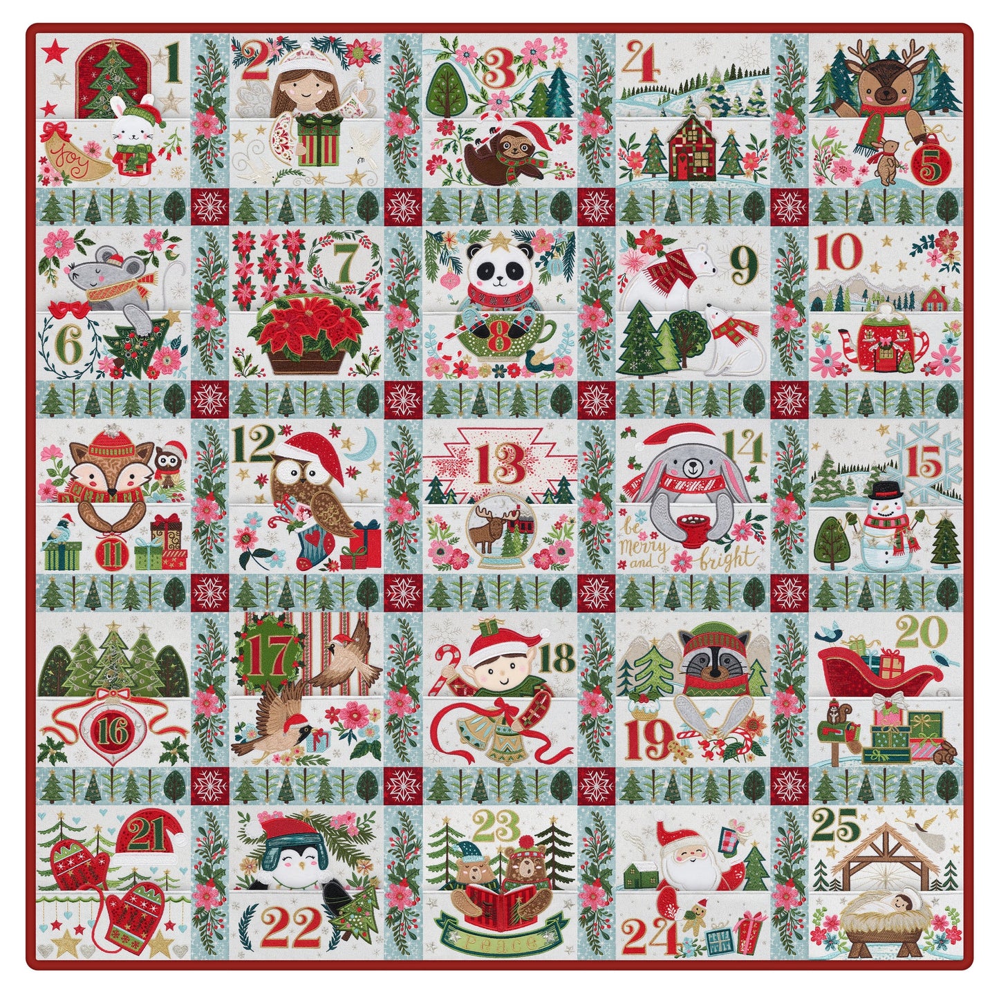 Advent Calendar Quilt-Bloques Principales-Tamano AAA (34,000 puntadas)
