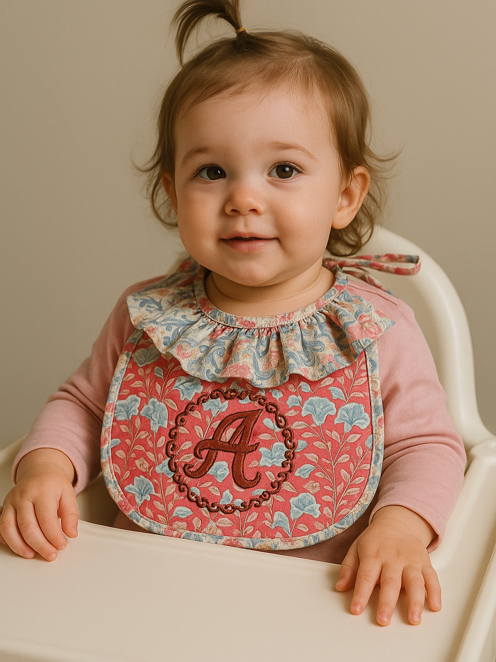 Babero Ruffles Estampado Acolchado con Monograma