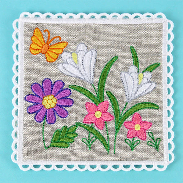 Set de 2 Portavasos Cuadrados de Lino Crema