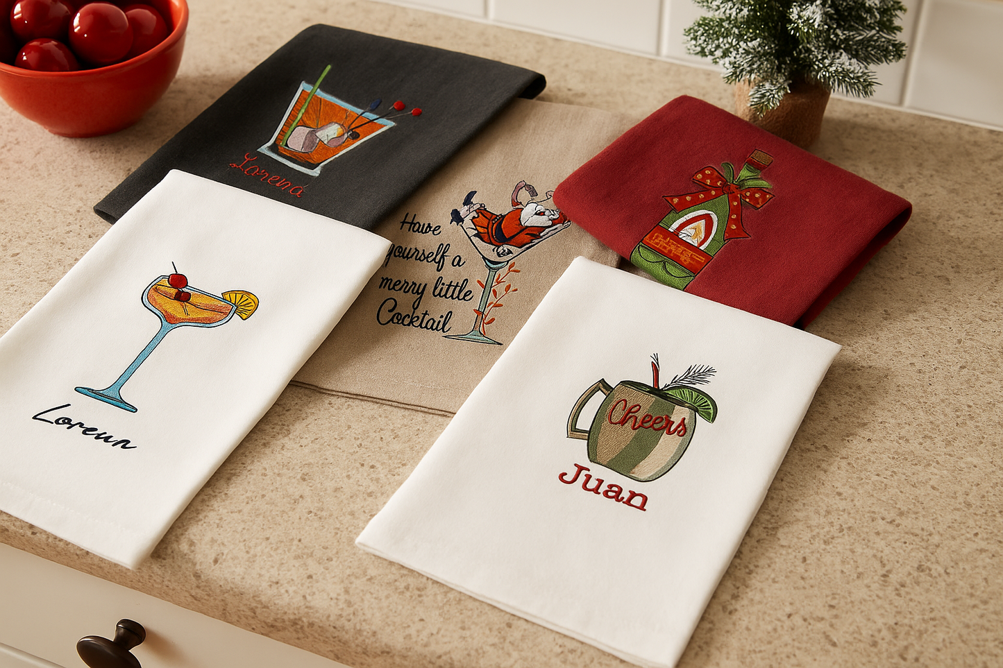 Tea Towels Holiday Spirits