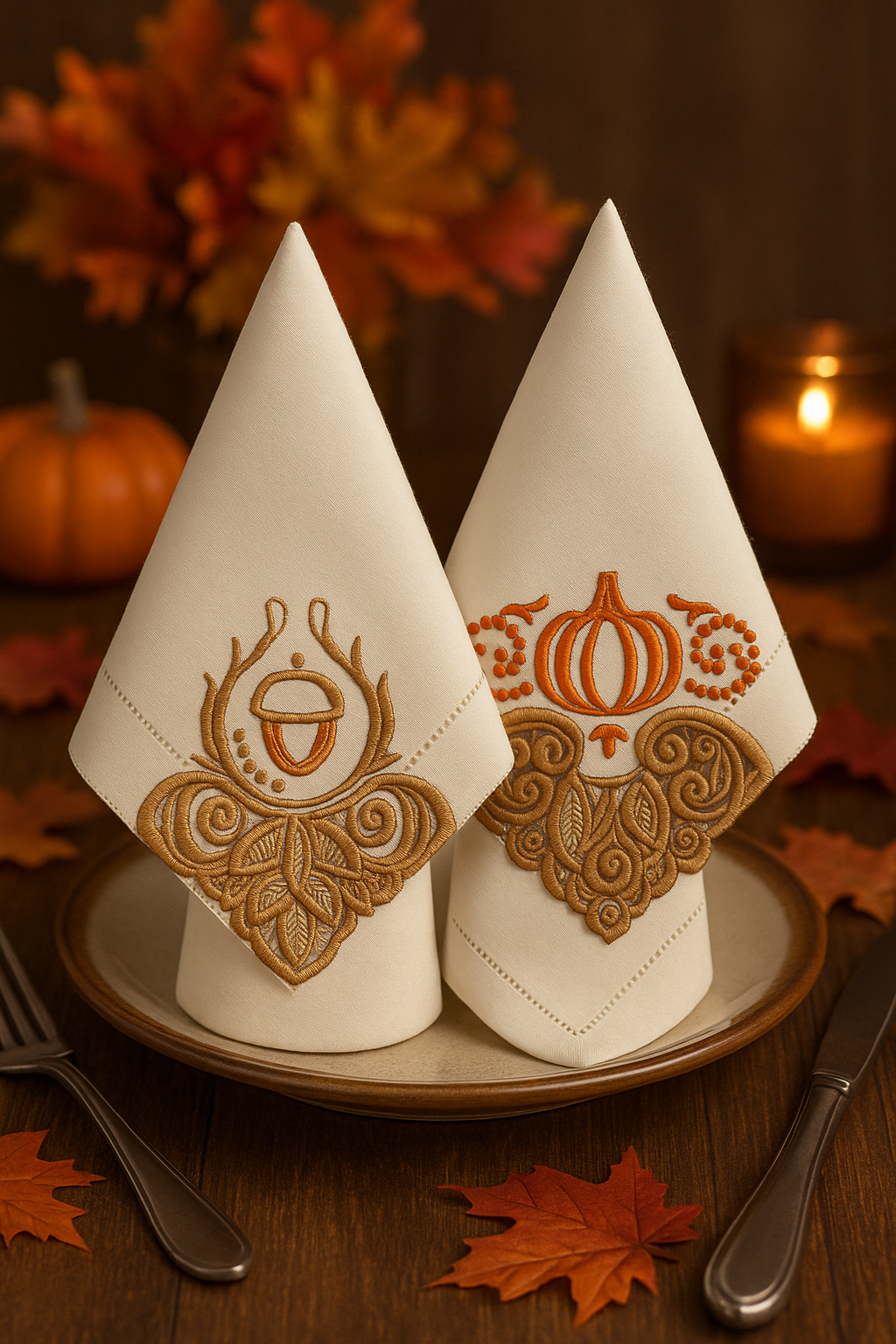 Servilleta de Mesa Lino 20x20-Esquinas de Encaje Personalizables