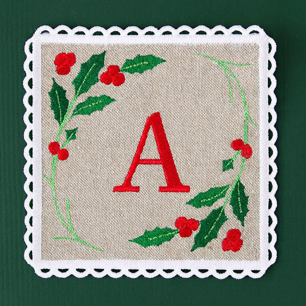 Set de 2 Portavasos Cuadrados de Lino Crema