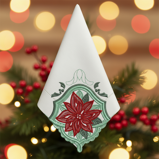 Servilleta de Lino 20x20-Encaje Christmas Trimmings (25,000 puntadas)